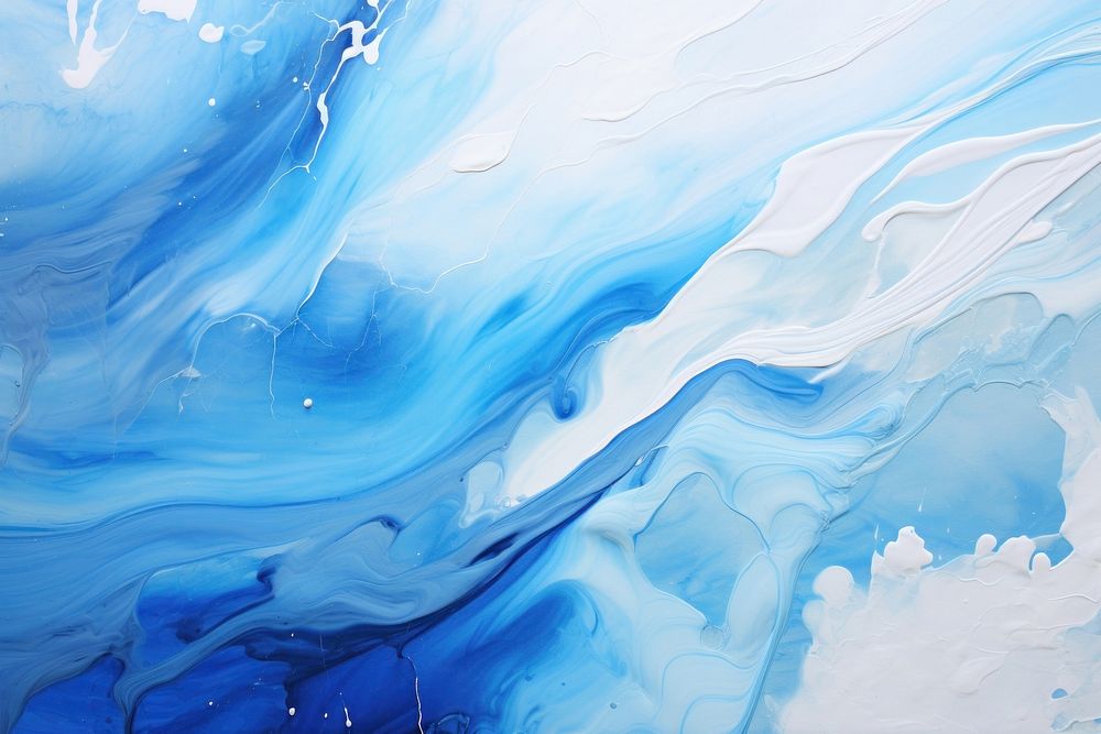 Abstract liquid blue and white painting nature backgrounds. AI generated Image by rawpixel.