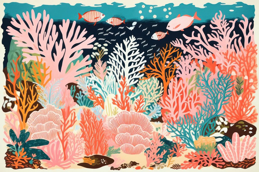 Great Barrier Reef nature painting outdoors. AI generated Image by rawpixel.