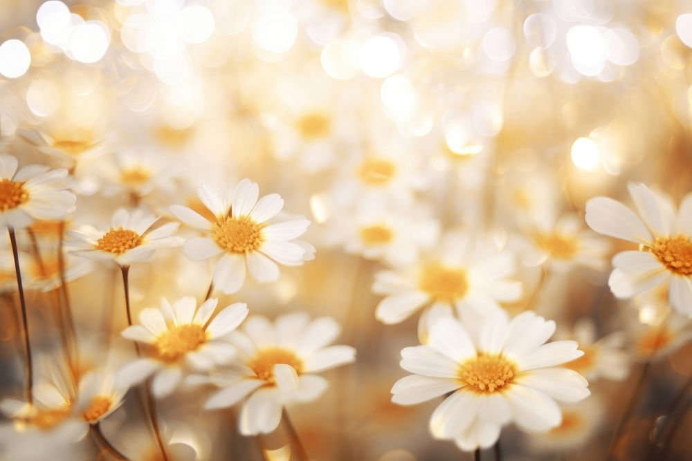 Daisy pattern bokeh effect background backgrounds outdoors blossom. AI generated Image by rawpixel.