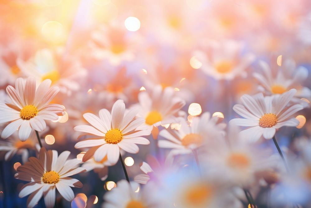 Daisy pattern bokeh effect background backgrounds sunlight outdoors. AI generated Image by rawpixel.
