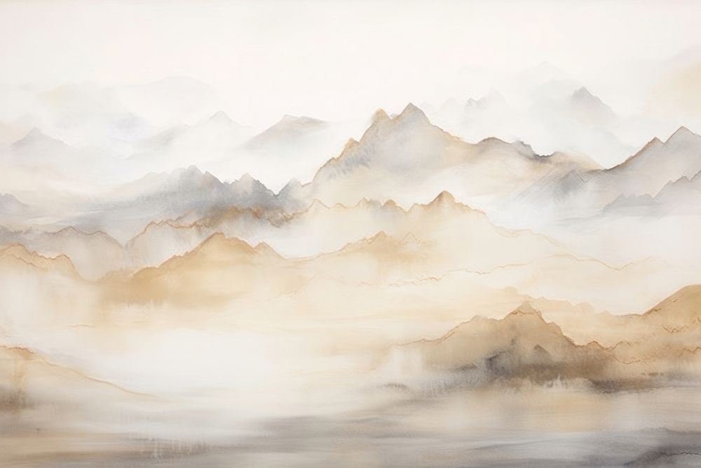 Fog mountain painting nature backgrounds. AI generated Image by rawpixel.