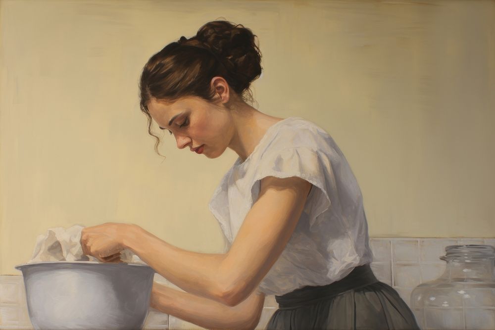 Woman cleaning painting washing art. AI generated Image by rawpixel.