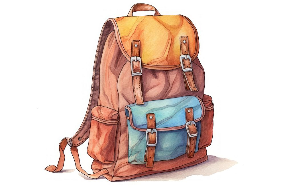 Bagpack school backpack white background suitcase. AI generated Image by rawpixel.