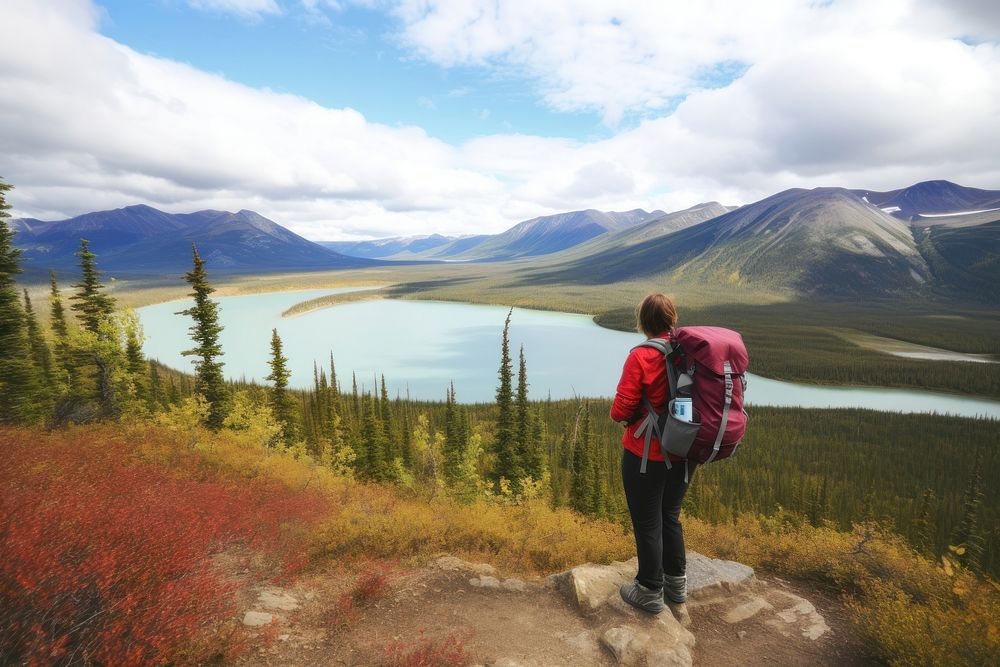 Yukon national park hiking backpacking wilderness. AI generated Image by rawpixel.