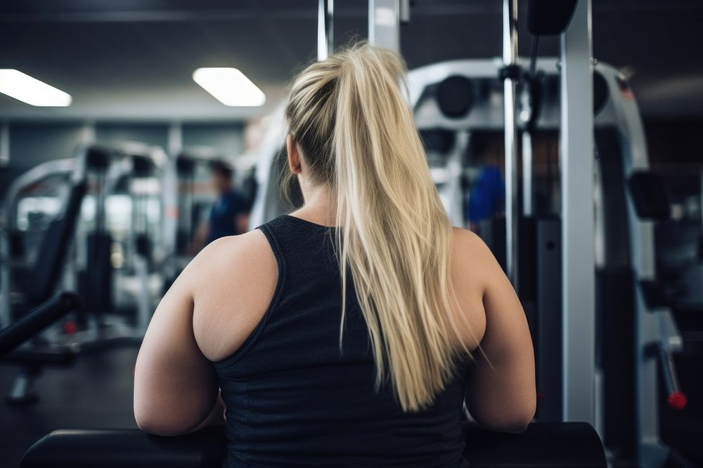 Woman in modern gym exercising fitness sports weight. AI generated Image by rawpixel.