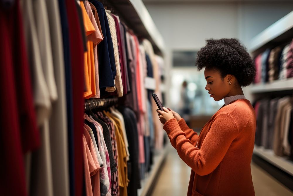 Sweater in front of clothes lack store consumerism technology. AI generated Image by rawpixel.