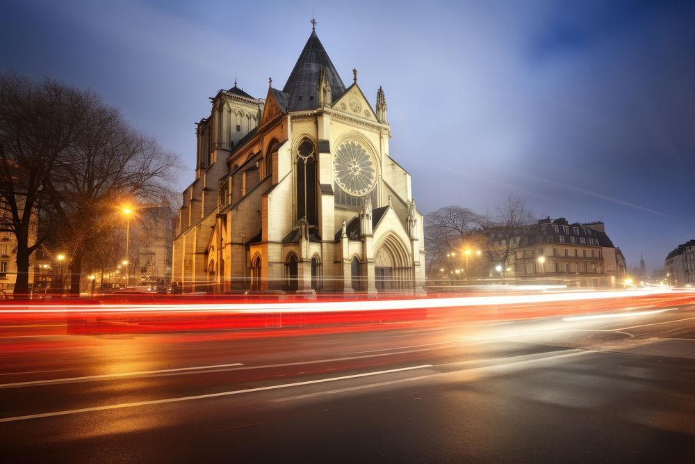 Church architecture building vehicle. AI generated Image by rawpixel.