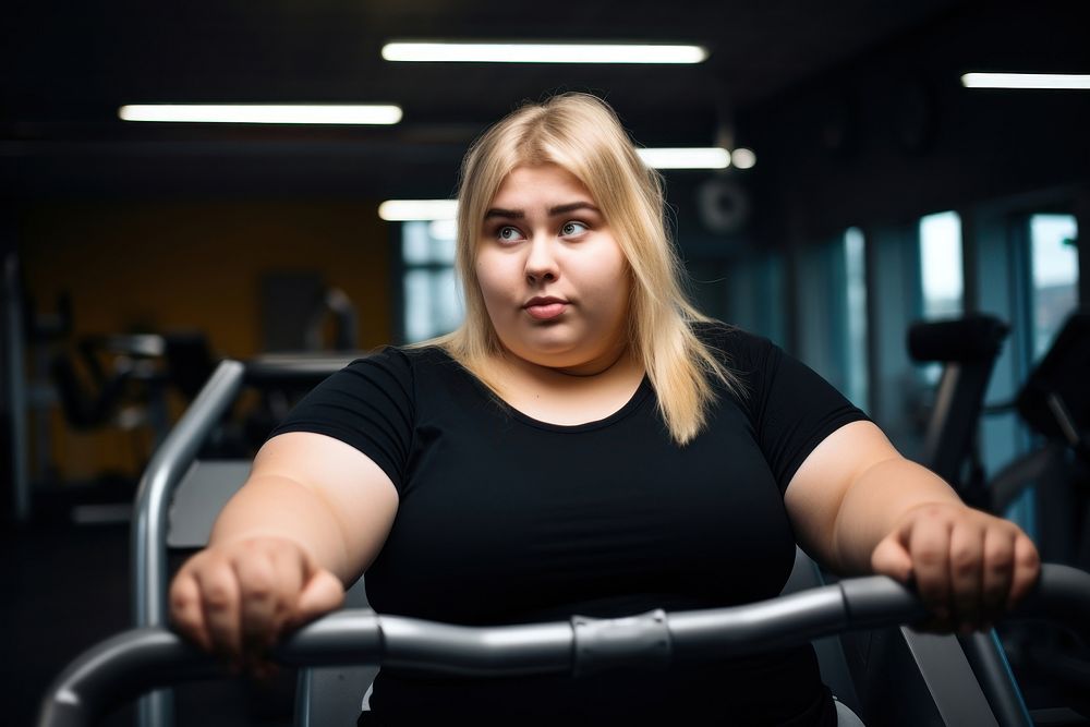 Overweight woman gym exercise fitness. AI generated Image by rawpixel.