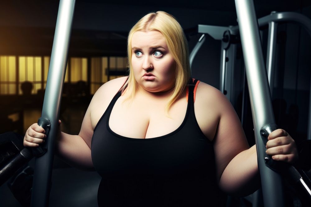 Overweight woman gym portrait exercise. AI generated Image by rawpixel.