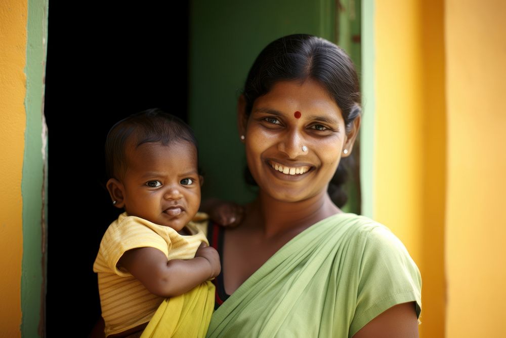 Indian woman smiling adult baby portrait. AI generated Image by rawpixel.