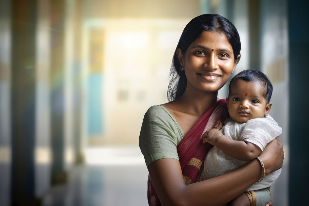 Indian woman smiling baby people adult. AI generated Image by rawpixel.