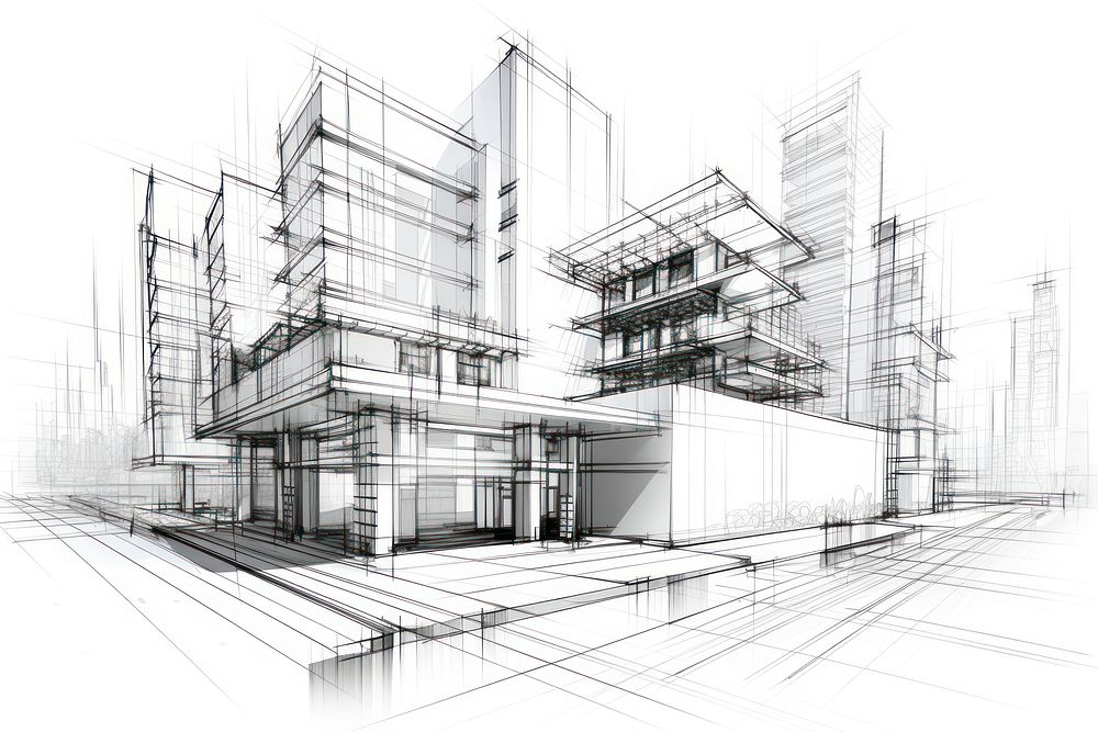 Architecture drawing building diagram. AI | Premium Photo Illustration ...