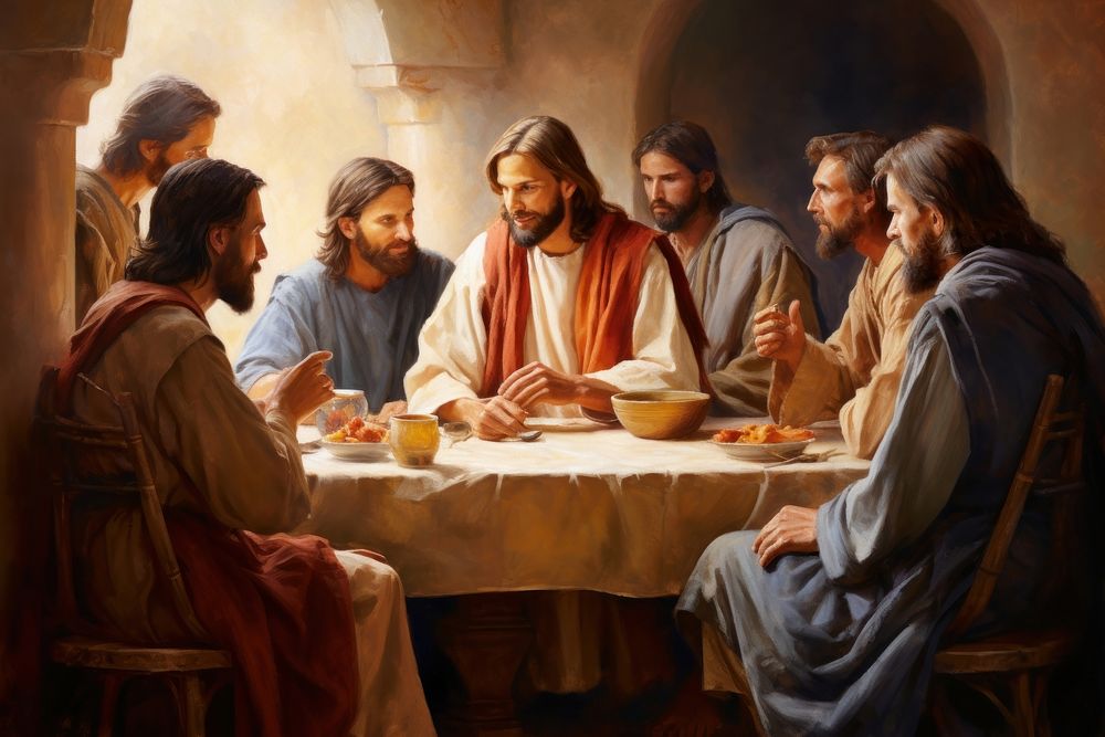 Jesus painting adult table. 