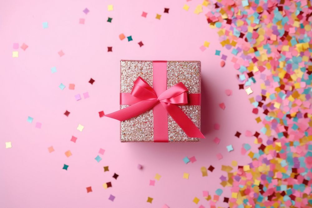 Open gift box celebration confetti pink. AI generated Image by rawpixel.