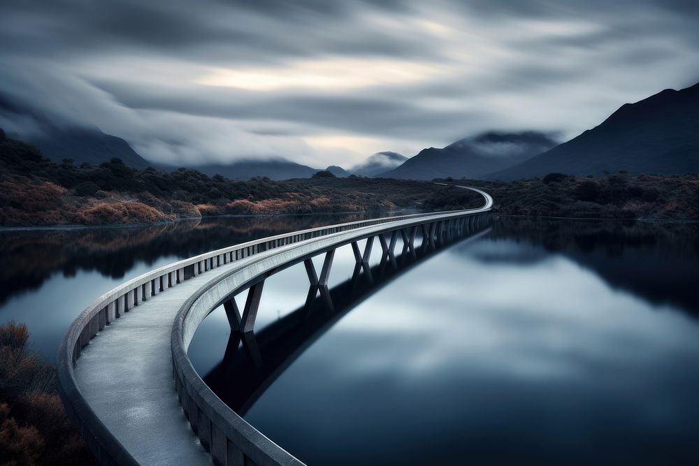 Landscapes of New Zealand landscape bridge architecture. AI generated Image by rawpixel.