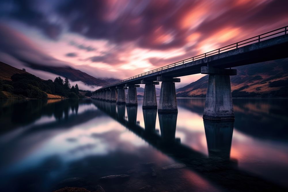 Landscapes of New Zealand landscape bridge architecture. AI generated Image by rawpixel.