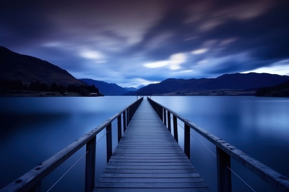 Landscapes of New Zealand landscape bridge lake. AI generated Image by rawpixel.
