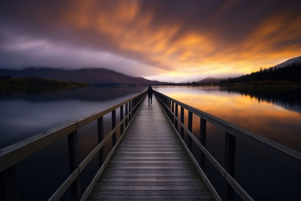 Landscapes of New Zealand bridge landscape lake outdoors. AI generated Image by rawpixel.