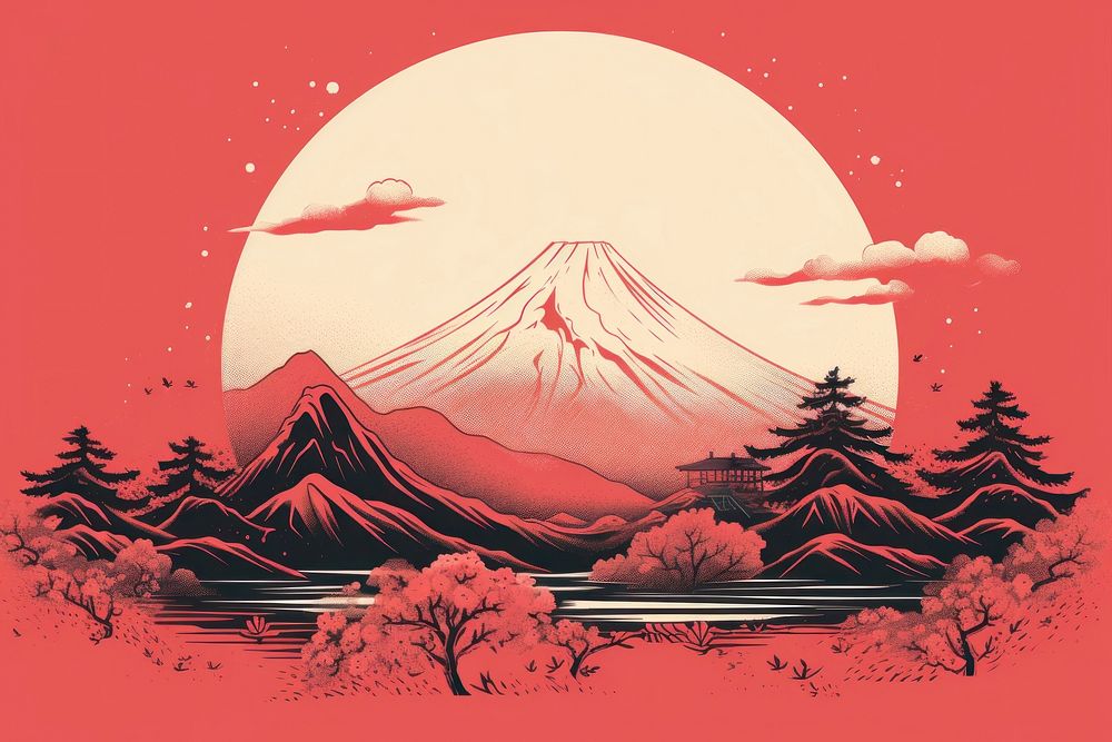 Mount Fuji Japan landmark nature mountain outdoors. AI generated Image by rawpixel.