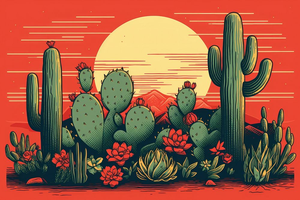 Mexican cactus nature plant tranquility. AI generated Image by rawpixel.