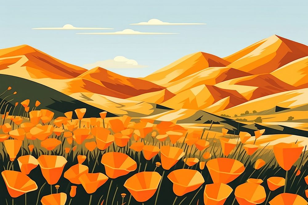 California poppy landscape outdoors nature. AI generated Image by rawpixel.