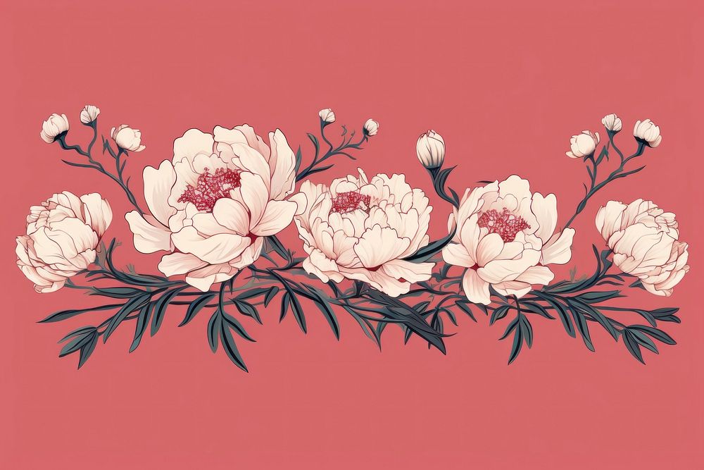 Peony flowers blossom pattern plant. AI generated Image by rawpixel.