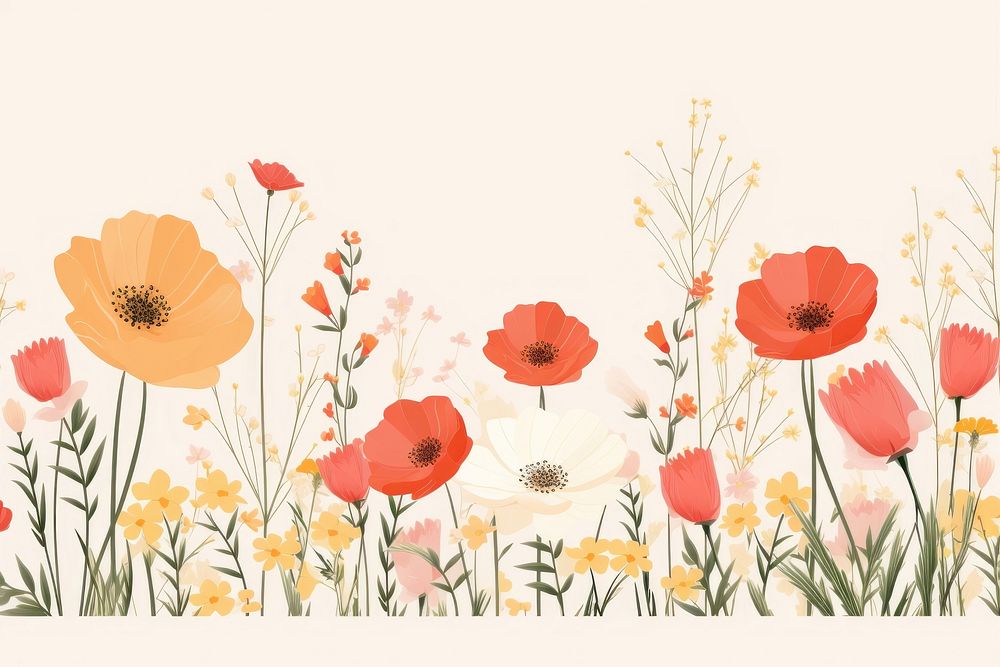 Summer flowers backgrounds pattern poppy. AI generated Image by rawpixel.
