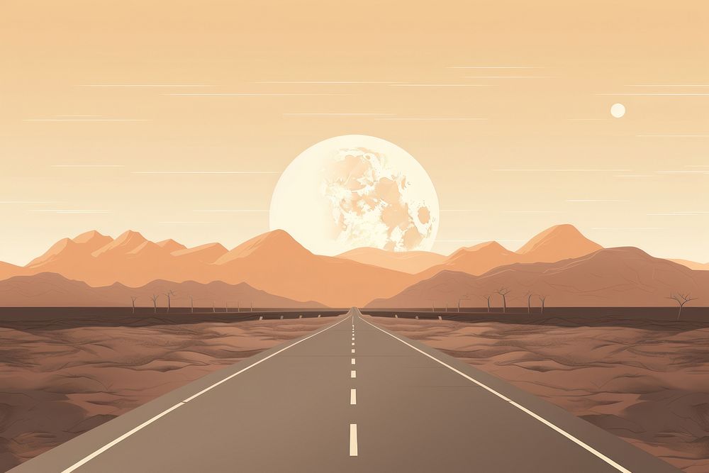 Highway landscape outdoors horizon. AI generated Image by rawpixel.