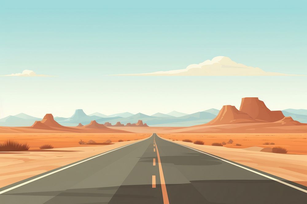 Highway landscape outdoors desert. AI generated Image by rawpixel.
