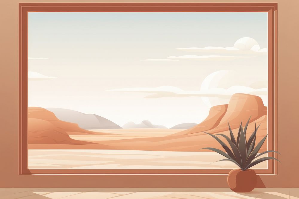 Window frame open to beautiful scenery landscape desert nature. AI generated Image by rawpixel.