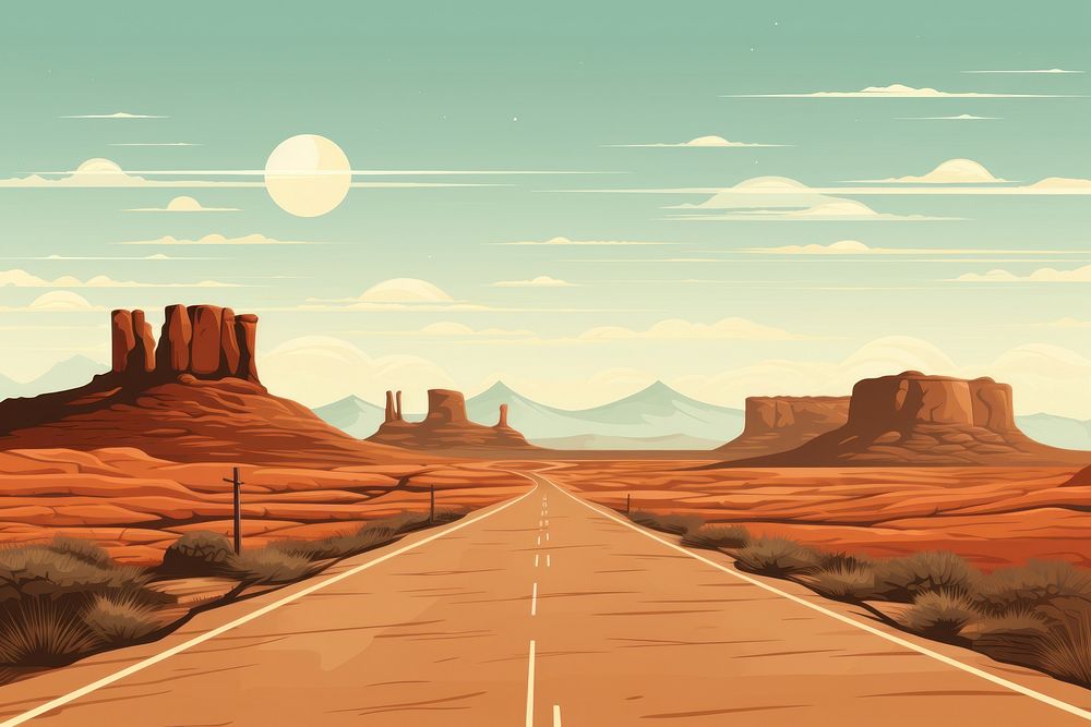 Highway landscape outdoors desert. AI generated Image by rawpixel.