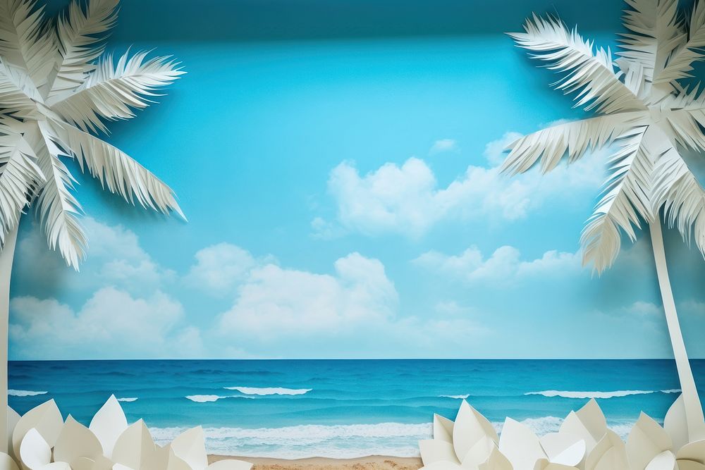 Blue sky beach outdoors tropical. AI generated Image by rawpixel.