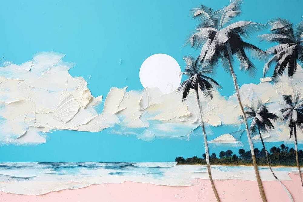 Blue sky beach art outdoors. AI generated Image by rawpixel.
