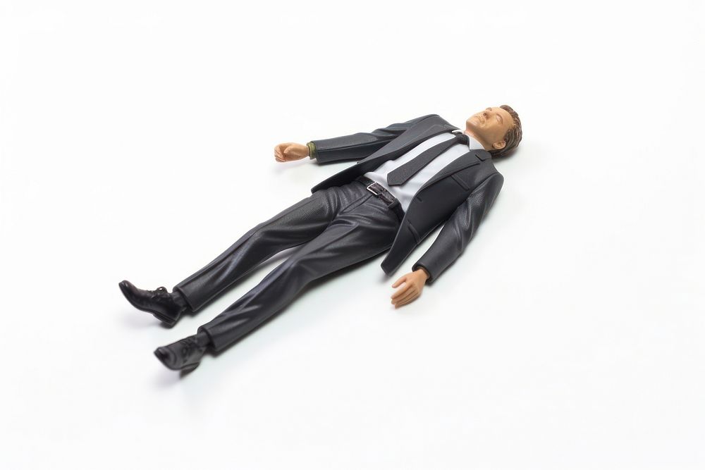 Man in suit sleeping adult toy white background. AI generated Image by rawpixel.