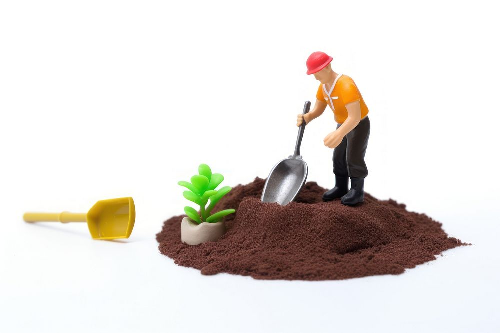 Man planting a big coin on soil gardening outdoors white background. AI generated Image by rawpixel.