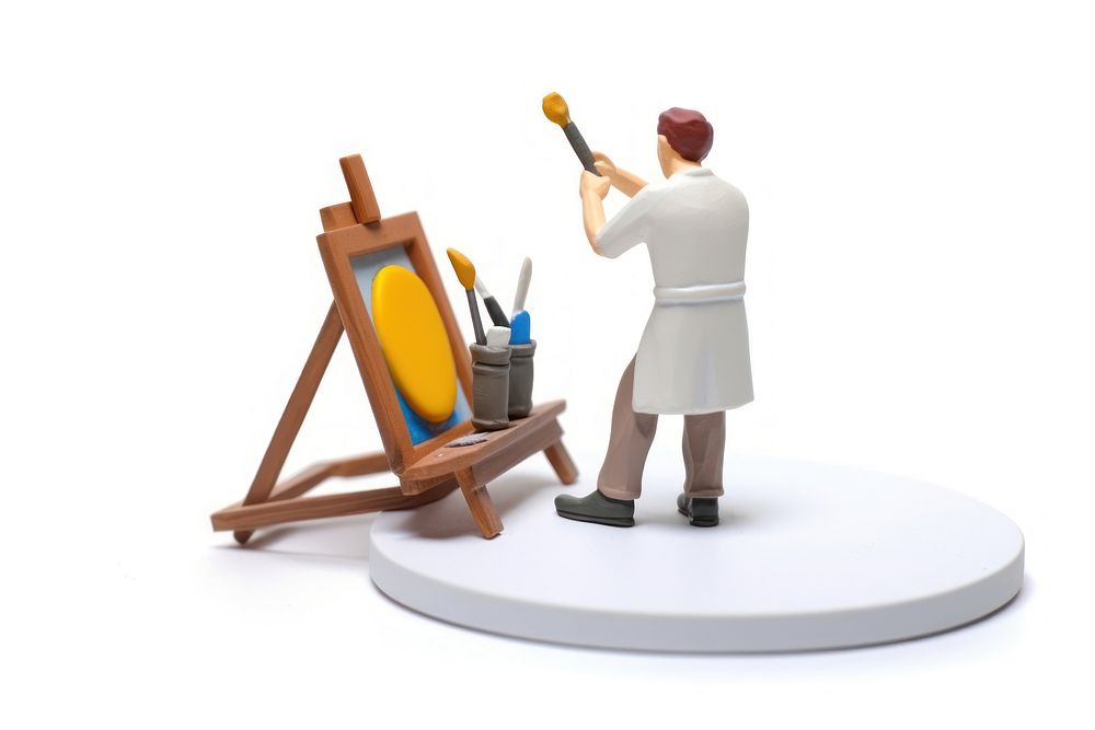 Artist painting figurine brush white background. AI generated Image by rawpixel.