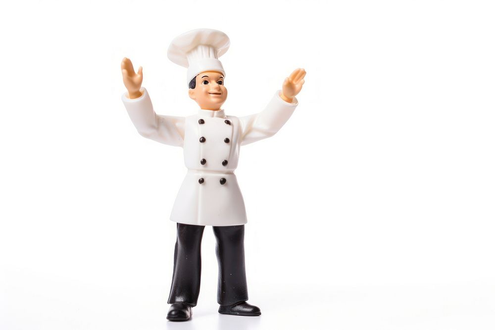 Chef greeting pose figurine white background celebration. AI generated Image by rawpixel.