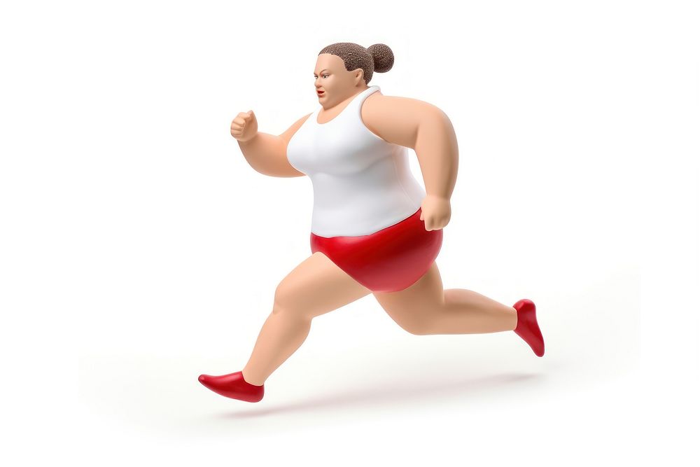 Chubby woman running adult white background determination. AI generated Image by rawpixel.