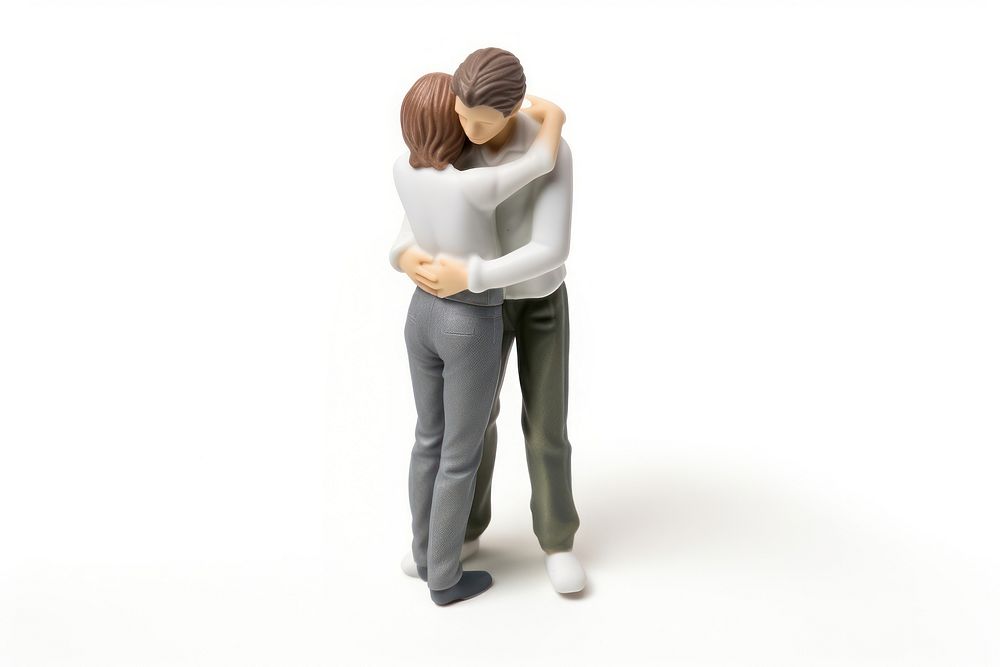 Couple hugging figurine adult white background. AI generated Image by rawpixel.