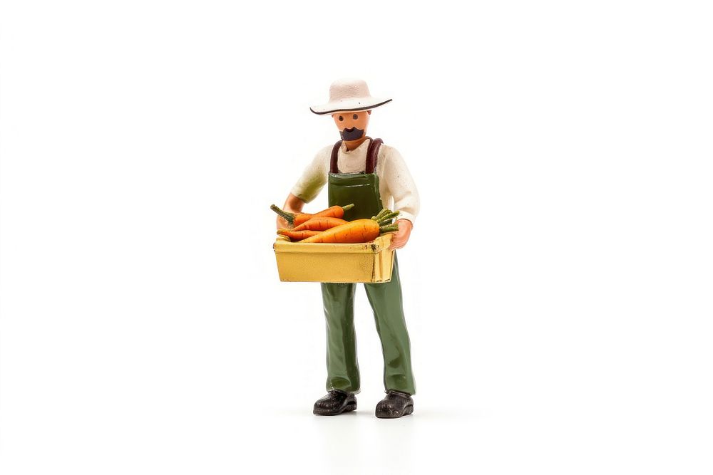 Farmer holding a vegetable gardening adult white background. AI generated Image by rawpixel.