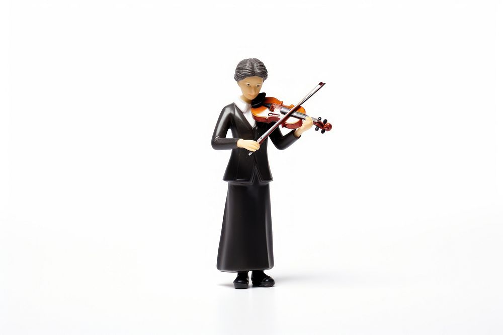 Female playing violin figurine adult white background. AI generated Image by rawpixel.