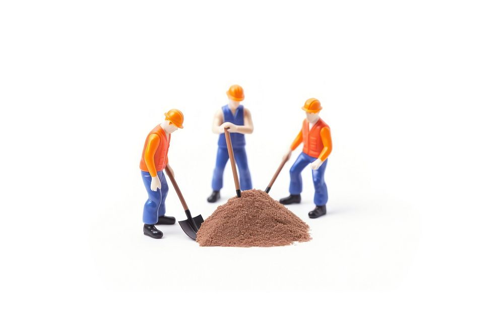 People holding a shovel hardhat white background togetherness. AI generated Image by rawpixel.