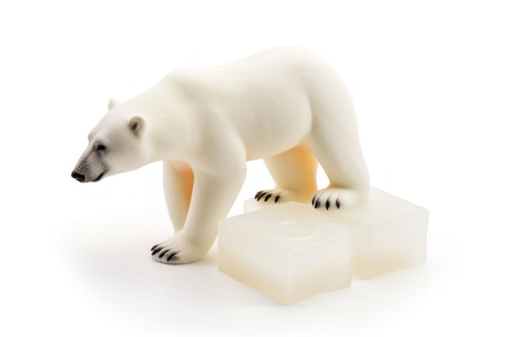 Polar bear on ice cube wildlife animal mammal. AI generated Image by rawpixel.