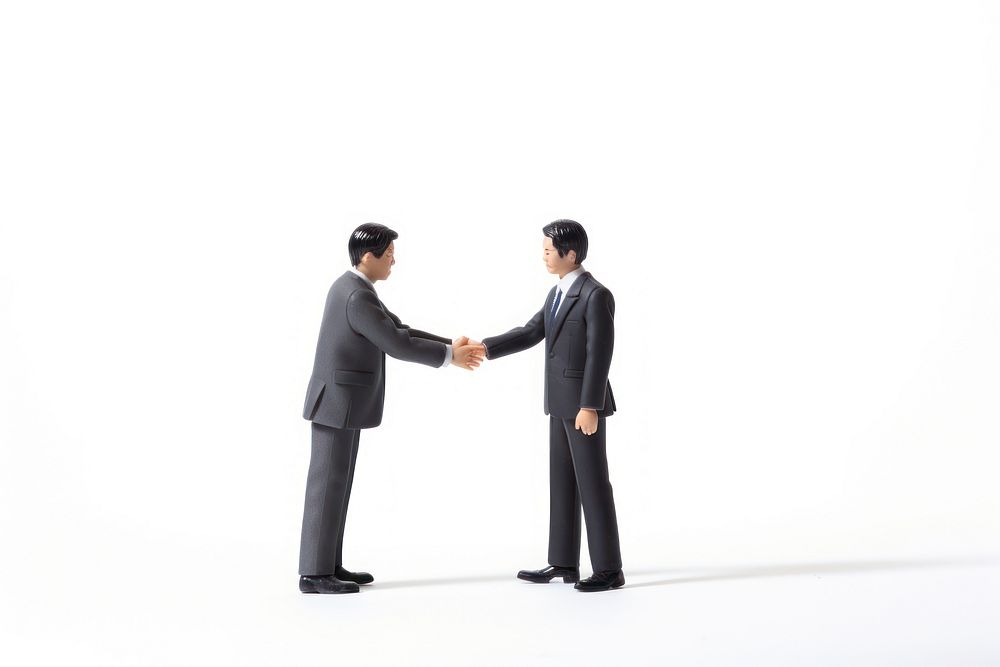 2 Business man shaking hands adult white background togetherness. AI generated Image by rawpixel.