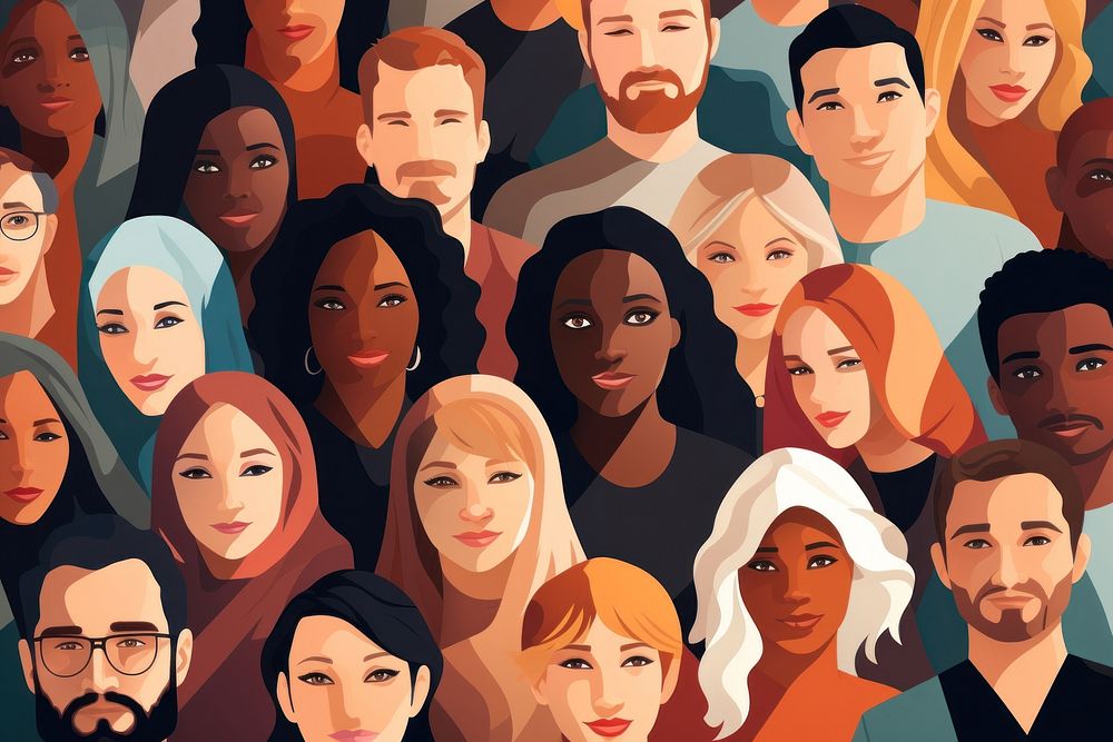 Group of different men and women adult pattern people. AI generated Image by rawpixel.
