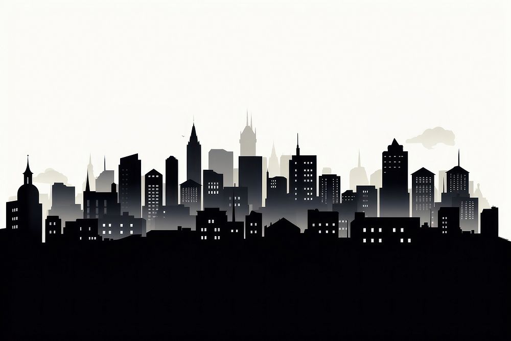 Small city architecture silhouette metropolis. AI generated Image by rawpixel.