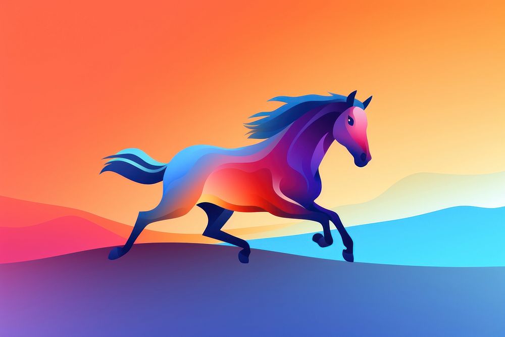1 horse running animal mammal vibrant color. AI generated Image by rawpixel.