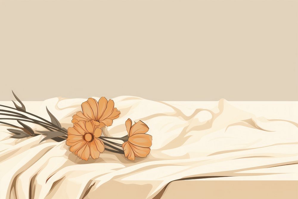 Bed sheet with dry flower pattern plant petal. AI generated Image by rawpixel.