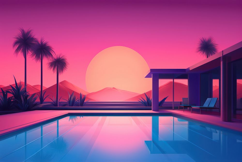 Pool villa border architecture outdoors summer. AI generated Image by rawpixel.
