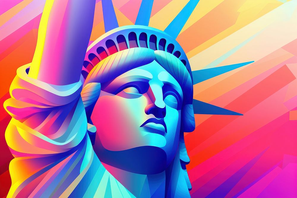 Liberty statue ultra close up portrait art red representation. AI generated Image by rawpixel.